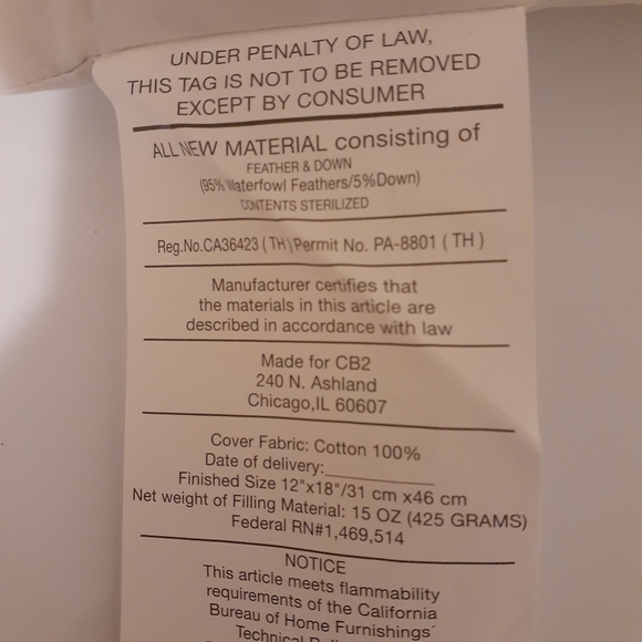 ❌SOLD❌ CB2 Down Reversible Throw Pillow NWOT - Picture 4 of 7